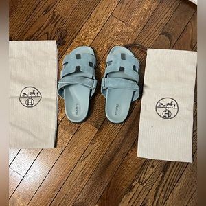 Blue Suede Hermes Chypre Sandals